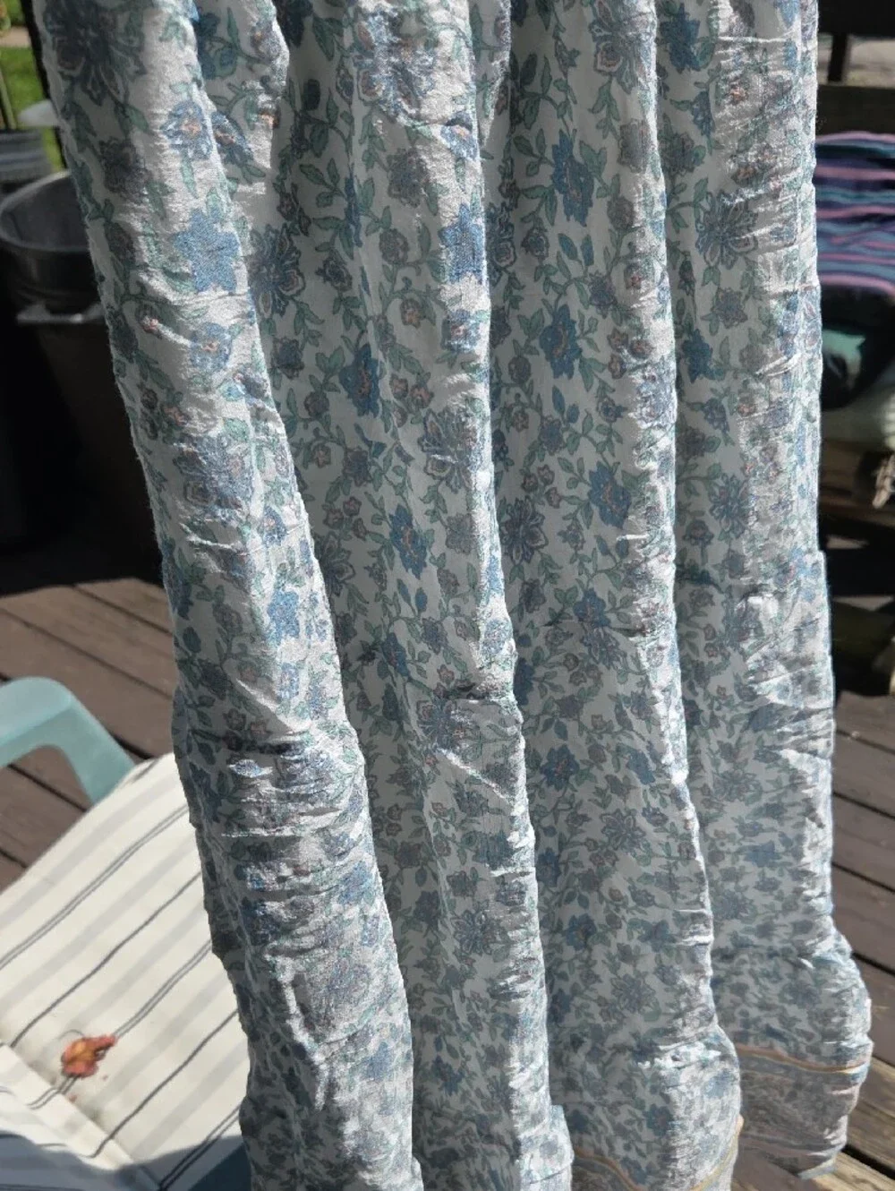 august Blue Floral Smocked Maxi Dress Gunny Sax Looking Cottagecore Med.